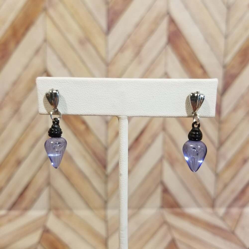Blue Christmas Bulb Stud Earrings